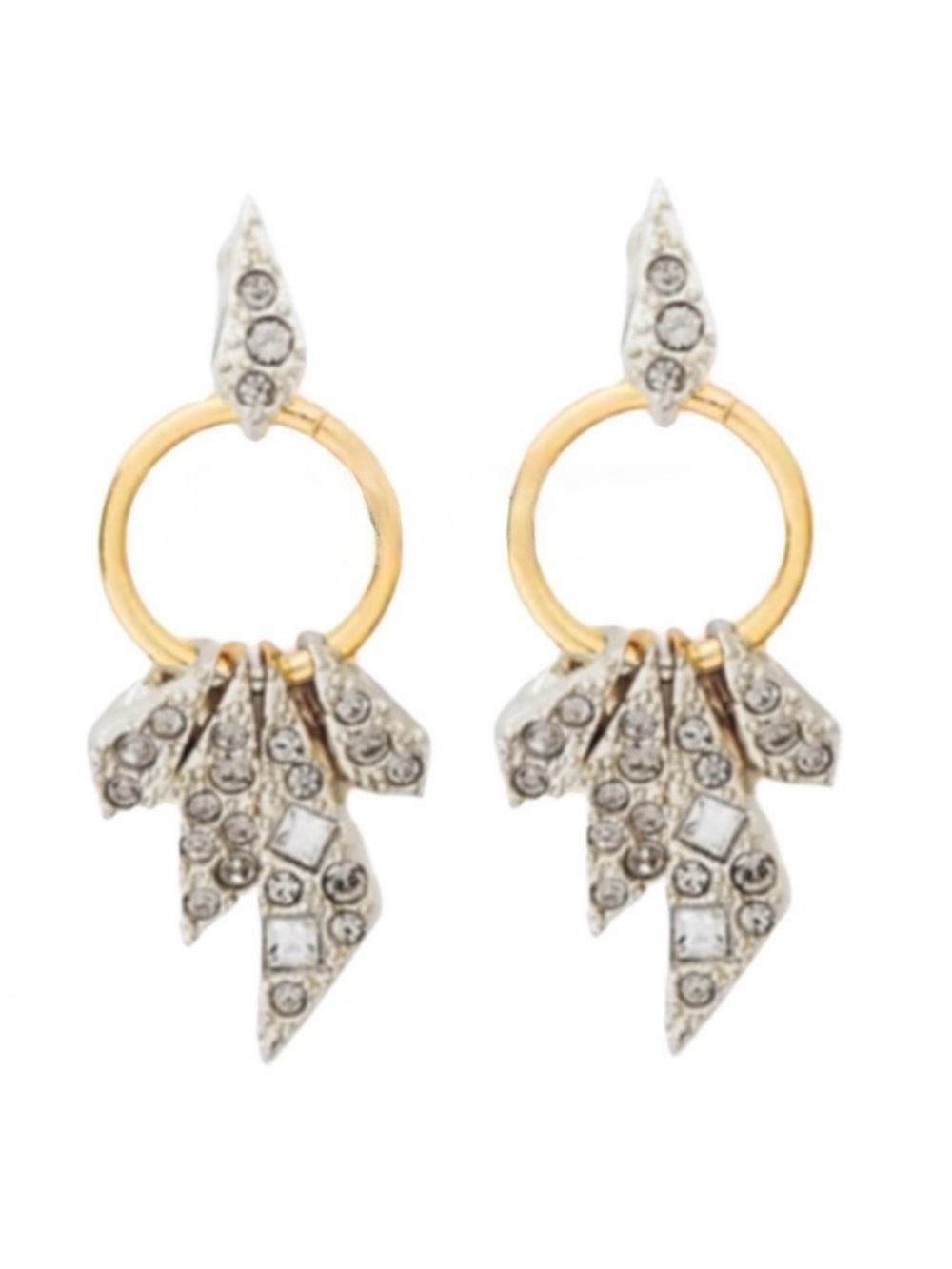 NEW Alexis Bittar Earrings Origami Shards Crystal Two Tone Mixed Metals JN28